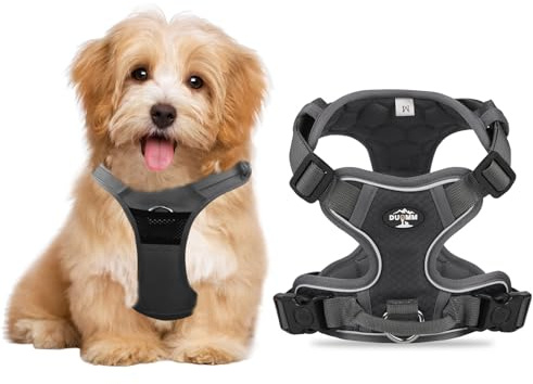 Leuchtendes Hundegeschirr, verstellbares Hundegeschirr für kleine Hunde, kein Ziehen, mit leicht zu kontrollierendem Griff, reflektierendes Hundegeschirr mit Clips vorne und hinten, für kleine Hunde,