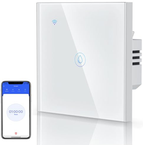 ANTREATU Immersion Heater Timer Switch 40A Smart Immersion Heater Switch with an Installation Box, Tempered Glass, Compatible with Alexa & Google Home Smart Switches for Lights