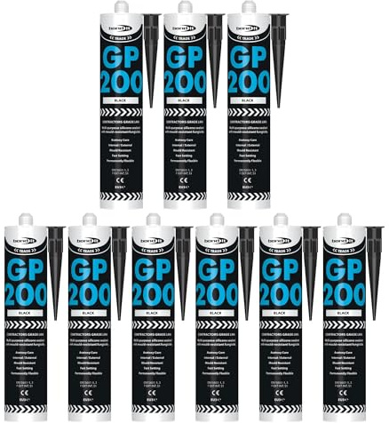 Bond It GP200 General-Purpose Silicone Sealant – 9x Black, 275ml | Premium Silicone Fast-Setting – Mould-Resistant – Flexible | Sealant for Home – Kitchens – Bathrooms – Showers – & DIY Projects