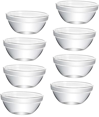 WEKADRIN 8pcs Glass Bowl Set for Pudding Container and Jelly Bowls for Making Jelly and Cakes Classic Style Convenient for Daily Use Widely Loved