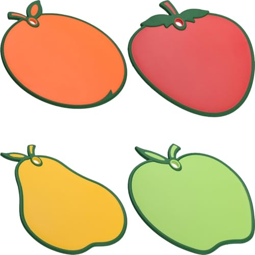 Envenzo Envenzo - Taglieri da cucina grandi, in plastica, colorati, a forma di frutta, per tagliare carne/verdure/pane 1/2/4 pezzi (4, forme miste multicolori)