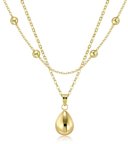 ALEXCRAFT 14K Vergoldete Halskette Doppel Layered Silber Ketten für Damen