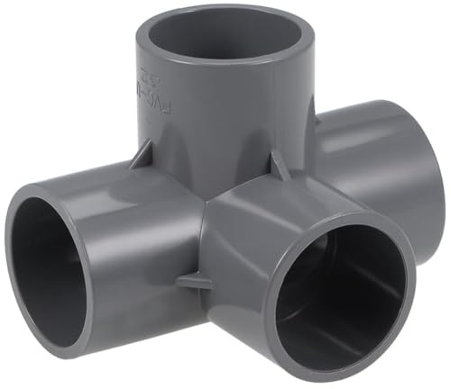 TA-VIGOR 10 st 32 mm PVC-rörbeslag, 4-vägs armbåge Tee hörnkontakter, höger vinkel 4-vägs T-rörskarvsfogar för trädgårdsvattenrör och bevattningssystem, grå
