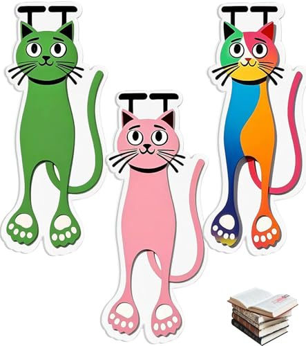 TAKONE Katzen-Lesezeichen 3er Set magnetisch Katzenmotiv Kunststoff | 3er Set, magnetisch, Katzenmotiv, leicht & robust, Seitenmarker