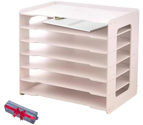 DRFGHK Papier-Organizer, 17,5 x 11,8 15,6 Zoll Schreibtisch-Akten-Organizer, A3-Papierhalter mit 7 Ablagen, Schreibtisch-Aktenhalter, Schreibtisch-Briefablage, Zeitschriftenablage für Schule und Büro
