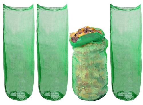 Sacco per Foglie da Giardino | Resistenti 4 Pezzi Per Rifiuti Da Giardino | Raccoglitore Rifiuti Attrezzo Pulizia con Cordino di Chiusura per Viali Terrazze Parchi