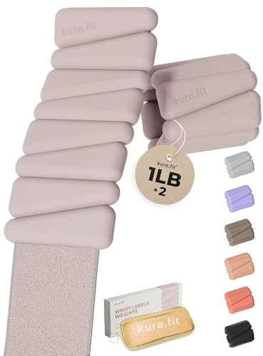 Pilates Wrist & Ankle Weights | Adjustable Weighted Bangles | 1/2/3LB Each | Pilates and walking weights for women, set of 2 with a color-coordinated design and matching mesh pouch for at-home workouts.