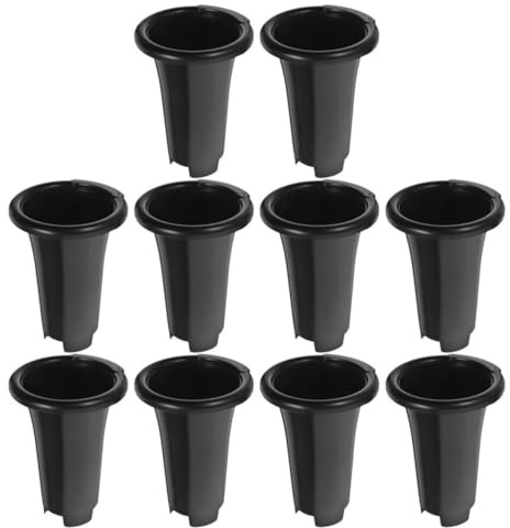 TEHAUX 10 Macetas Negras de Plástico PP para Vivero y Jardín, Resistentes al Desgaste Sistema para Prevenir Exceso de Riego, Ideales para Suculentas y Plantas en Casa o Jardín