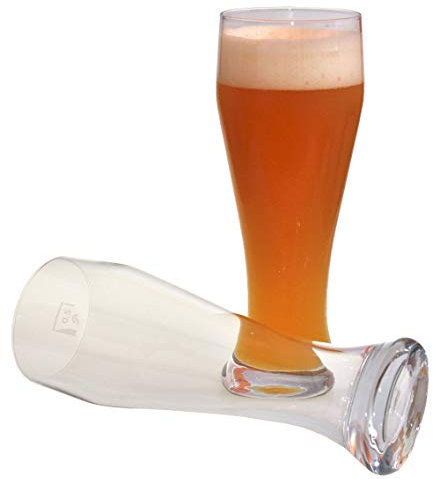 Lot de 2 verres à bière blanche de qualité supérieure de 0,5 l - Qualité gastronomique avec trait de repère