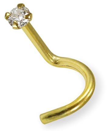 AZARIO LONDON Juego de garras de oro amarillo macizo de 18 quilates de 1,5 mm con circonita cúbica redonda superior de calibre 20 para nariz