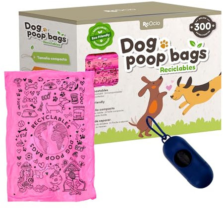 Hundekotbeutel mit Kotbeutelspender - Ökologische Tüten für alle Rassen und Größen | Bio-Beutel + Leinenbeutelhalter für widerstandsfähige Bedürfnisse