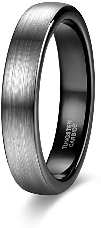 Zakk Ring Herren Damen 4mm Wolfram Verlobungsring Trauringe Ehering Partnerringe Gebürstet Schwarz Blau Größe 47 bis 69 (Schwarz,53 (16.9))