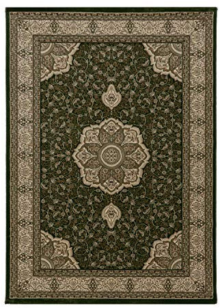 Ayyildiz Exklusiver Orientteppich: Klassisches Design mit orientalischem Medaillon-Muster | Kurzflorig und Rechteckig für Ihr Wohnzimmer, Größe:240 x 340 cm, Farbe:Grün