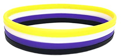 Nicht binäres LGBT Gelb Weiß Lila Schwarz Silikon Armband 202mm