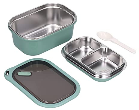 Niiyen Lunch Box 1200ml 2 Layers Hot Food Lunch Containers with Spoon, Portable Adult Bento Lunch Box Cold and Hot Food Storage for School Office Outdoor Travel
