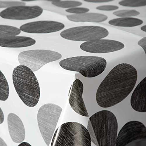 Wachstuch Wachstischdecke Tischdecke, Black and White Series mit Paspelband Liberec Eckig 130 x 260 cm, Abwaschbar