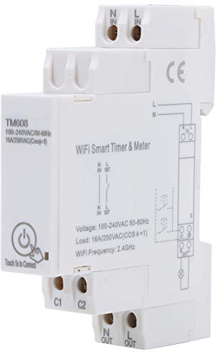 Compteur de Minuterie Intelligent Tm608 Carril Din WiFi 2,4 GHz WiFi Compteur d'énergie monophasé Compteur électrique 16 A 100-240 V Fonctionnement à Une