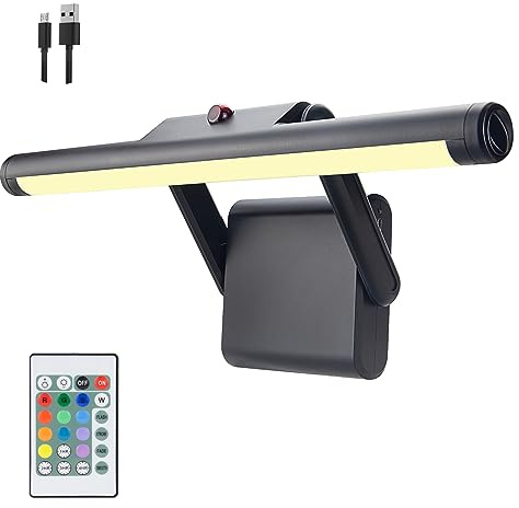 BIGLIGHT Wiederaufladbare Wandmalerei Dekorative Wandleuchte, Ölgemälde Fülllicht, Fernbedienung Drehende 12-farbige Badezimmerspiegel Frontfülllicht, Justierbares Licht Display Licht，Schwarz