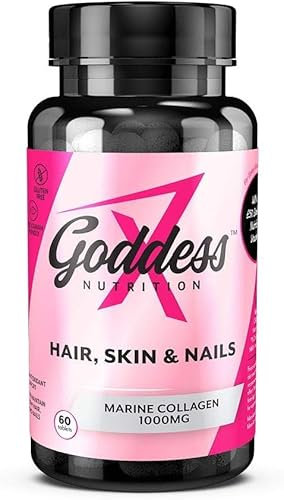 GODDESS NUTRITION Hair Skin Nails Marine Collagen 1000mg - 60 Tablets - Beauty & Wellness Support - Gluten-Free - Pescatarian Friendly