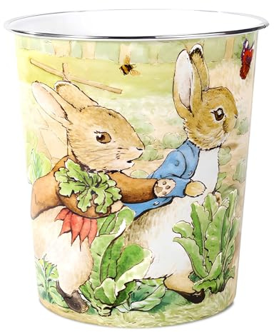 Peter Rabbit Kids Waste Paper Bin for Bedroom, Playing & Study Room | Childrens Small Plastic Bucket Dustbin, Waterproof & Stain-Resistant, Open-Top Study Desk Basket | Kids Bedroom Accessories