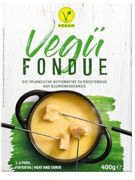 Vegü - Fondue de queso vegano, 400 g, queso suizo vegano fondue a base de coliflor, preparación de verduras picante, para una experiencia de fondue totalmente placentera, para hacer queso raclette una