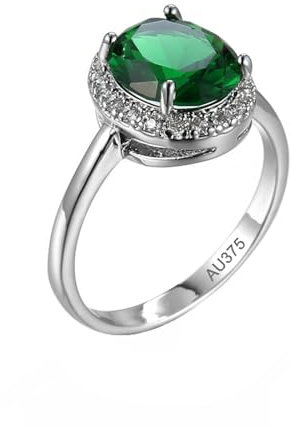 Epinki Eheringe 375 Weiß Gold, Elegant Partnerringe Freundschaftsringe mit Peridot Grün, 9K Pärchen Ringe Bandringe mit Moissanit Echt Goldschmuck, Gr.52 (16.6)