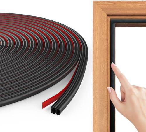 Flintronic 6.5M Guarnizione per Porta Finestra Adesiva, Paraspifferi Guarnizioni Insonorizzata, Gomma Sigillatura in Striscia, per Isolamento Dal Caldo, per Rumore, Polvere(10 * 10mm Nero)