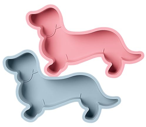 Kichvoe Dackel Kuchenform Silikon-Kuchenform In Dackel-Hundeform 2 Stück Hunde-Geburtstagskuchenform Silikon-Backform Tablett Für Kuchen Muffin Laib Brot Toast Mousse Scone