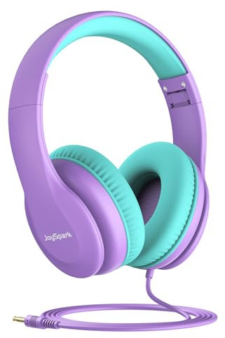 JoySpark Casque filaire pour enfants, limite de volume de 85 dB, casque pour enfants de 3,5 mm avec cordon, réglable, son stéréo pliable pour l'école - violet