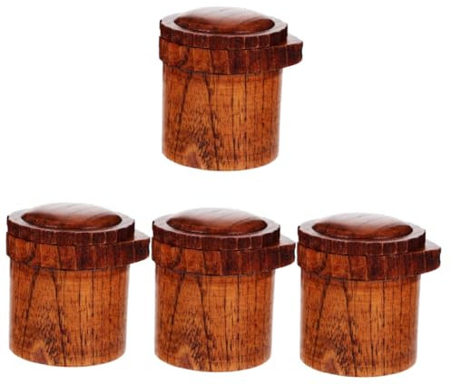 PRETYZOOM 4er-box Jujube-gewürzflasche Gewürztöpfe Sojasaucentopf Kleiner Essigspender Behälter Für Sojasauce Gewürzstreuer Haushalt Öltopf Pfefferstreuer Lebensmittelspender Jujube-holz