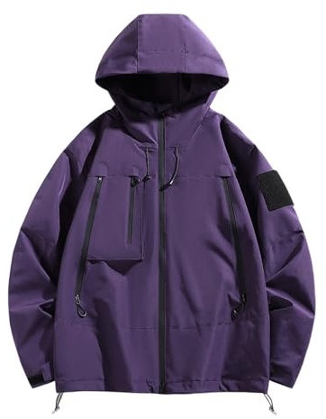 SRZYMJ Jacke Herren Übergangsjacke Sportlich Bikerjacke Vintage Dünne Jacke Sommer Arbeitsjacke Sommer Business Jacke Bikerjacke Vintage Lila Regenmantel Herren Transparent XXL