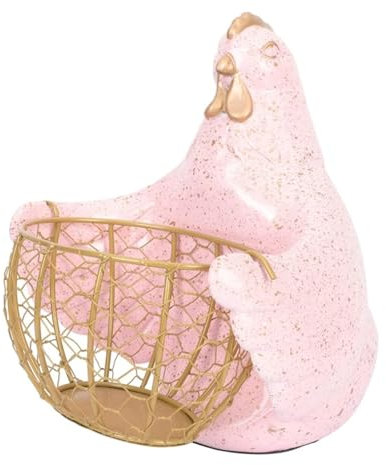 Eierkorb Zum Sammeln Eieraufbewahrungskorb, Hühnerform, Draht-Eierkorb, Niedlicher Eierhalter-Organizer Aus Edelstahl Eierkörbchen(Pink)