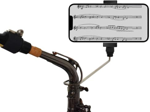 Smallan Telefonhalter für Saxophon Leier, Altsaxophon Leier Zubehör montieren Sie Ihr Telefon zu Sax, Sax Musik Clip Lesen von Musik aus elektronischen Ultraleicht Kupfer Schwarz (Standard)