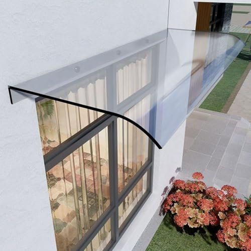 Rovss Auvent de Porte d'entrée en Polycarbonate Transparent Toit Marquise 400-5000mm Protection Contre La Pluie Toit Abri pour Extérieure Fenêtres Garage(400x4500x150mm)