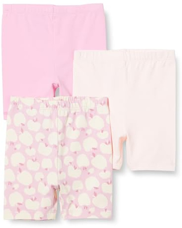 Amazon Essentials Bebé-Niñas Pantalón Corto de Ciclismo, Paquete de 3, Manzanas/Rosa, 3 años