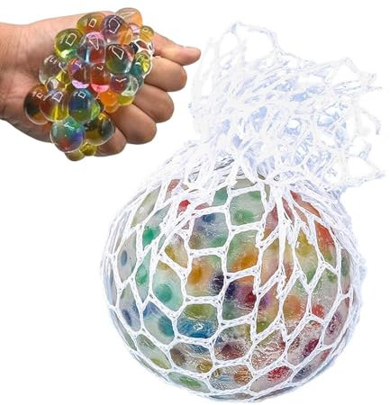 Yonuaret Mesh-Traubenbälle,Trauben-Mesh-Stressball,Regenbogen-Mesh-Trauben-Quetschball | Weicher, elastischer Stretchball, Quetschspielzeug, Mädchen, Heimschule