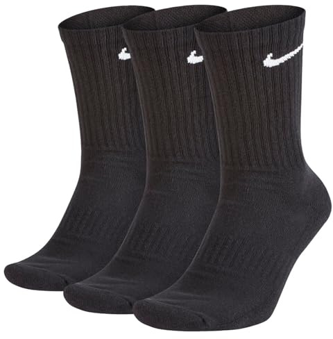 NIKE DRI FIT Socken 3er Pack Strümpfe SX4508 Schwarz, Größe:L = 42-46, Farbe:010 Black White - Schwarz Weiß