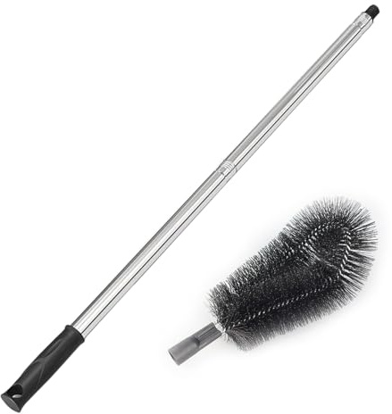 WDJBPSH Long Reach Gutter Cleaning Tools From Ground, Lightweight High Rooftops Cleaning Brush with Stainless Steel Extension Pole for Removing Leaves Debris(Black,Length 2.4m)