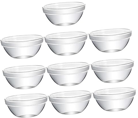 Kichvoe Lot De 10 Petits Bols De Préparation En Verre Transparent 75 Ml, Résistants à La Chaleur, Empilables, Pour Desserts, Puddings Et Gelées, Usage Familial Et Restauration