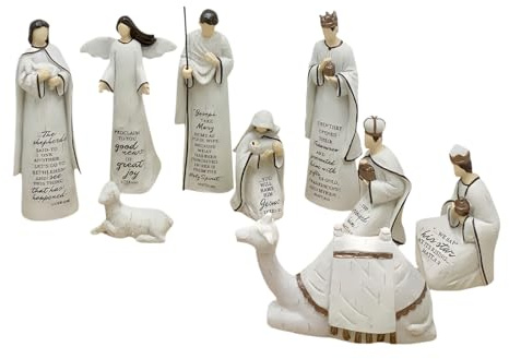 Presepe di Natale Figurine Resina Stalla Presepe Sacra Famiglia Decori Da Collezione Figura Da Tavolo di Natale Ornamento Sacra Famiglia Resine Figurine Statua Con Stalla