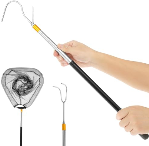 Greifzange für Senioren,Einstellbare Länge 41 bis 148,5 cm,Edelstahl Greifzangen Werkzeugsatz mit Netztasche,Schwerlast Teleskopstange mit 2 Haken für Senioren, Müll, Müllsammler