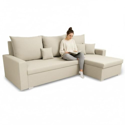 SENTO TRADE Ecksofa mit Schlaffunktion Mondo (Creme)