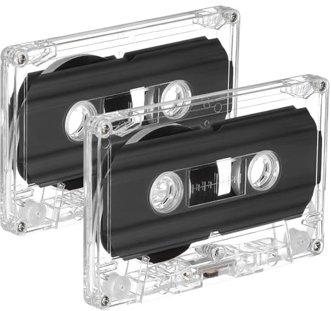 OFFIGAM Cintas de Casete en 2 Piezas 30 Minutos Carcasa Transparente para Grabación de Voz y Música Cintas de Microcasete Vírgenes para Grabadoras Portátiles Uso Educativo y