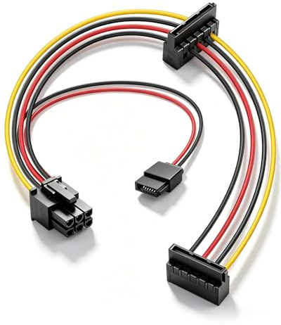GELRHONR 6Pin a Dual SATA 15Pin + 6Pin Cavo di alimentazione ATX, ad angolo, compatibile con scheda madre 400G1, 600, 680G1, 480G4, 280G3 Series