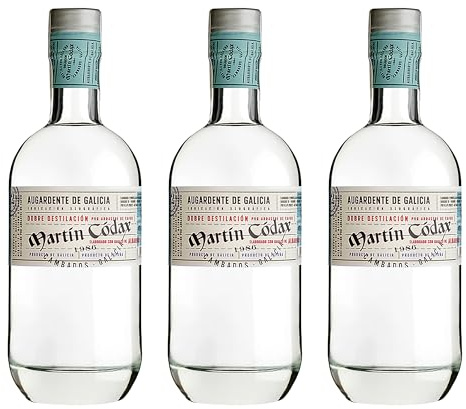Aguardiente Blanco Martín Códax destilado premium selección gourmet – 3 Botellas x 70 cl