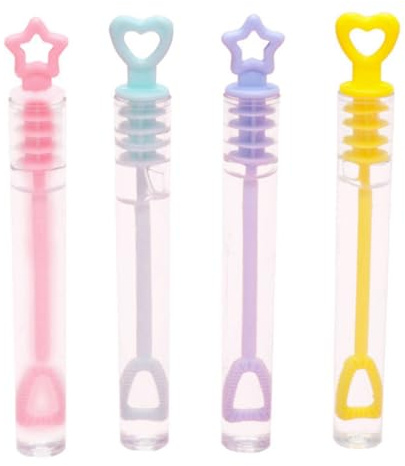 Xixian 48 St Mini Bubbelstavar för Barn, Bubbelblåsrör i Plast med Vätska, Färgglada Festfavoriter för Bröllop Födelsedagar 4-6 år