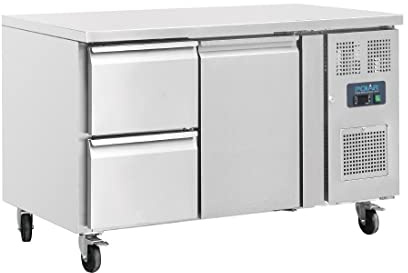 Polar Refrigeration U-Series 350W 1 Door 2 Drawer Counter Fridge 282 Litre, Stainless Steel, -2°C to 5°C, 850(H) x1360(W) x700(D) mm, 1 Shelf, Energy Rating B, Usable Capacity: 171Ltr | GD873