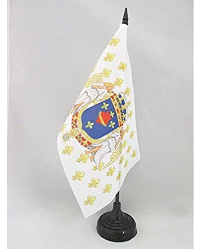 AZ FLAG bordsflagga Konungariket Frankrike änglar heligt hjärta 21 x 14 cm - liten kunglig kontorsflagga av den gamla kungen regimen Jesus 14 x 21 cm