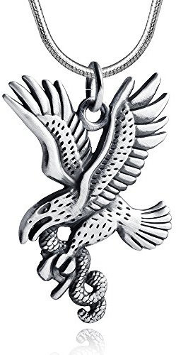 MATERIA 925 Silber Herren Kettenanhänger Adler mit Schlange - Silberschmuck Anhänger antik für Halskette + Box #KA-247