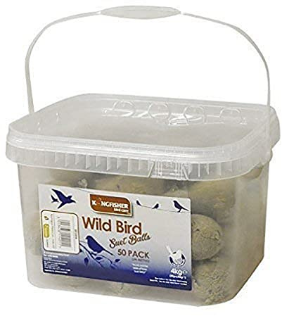 Garden Mile Fat Balls for Wild Birds 50 Pack – High Energy Suet Balls Bird Food, No Net - Resealable Tub, Suitable for Garden Bird Feeders Year Round Feeding